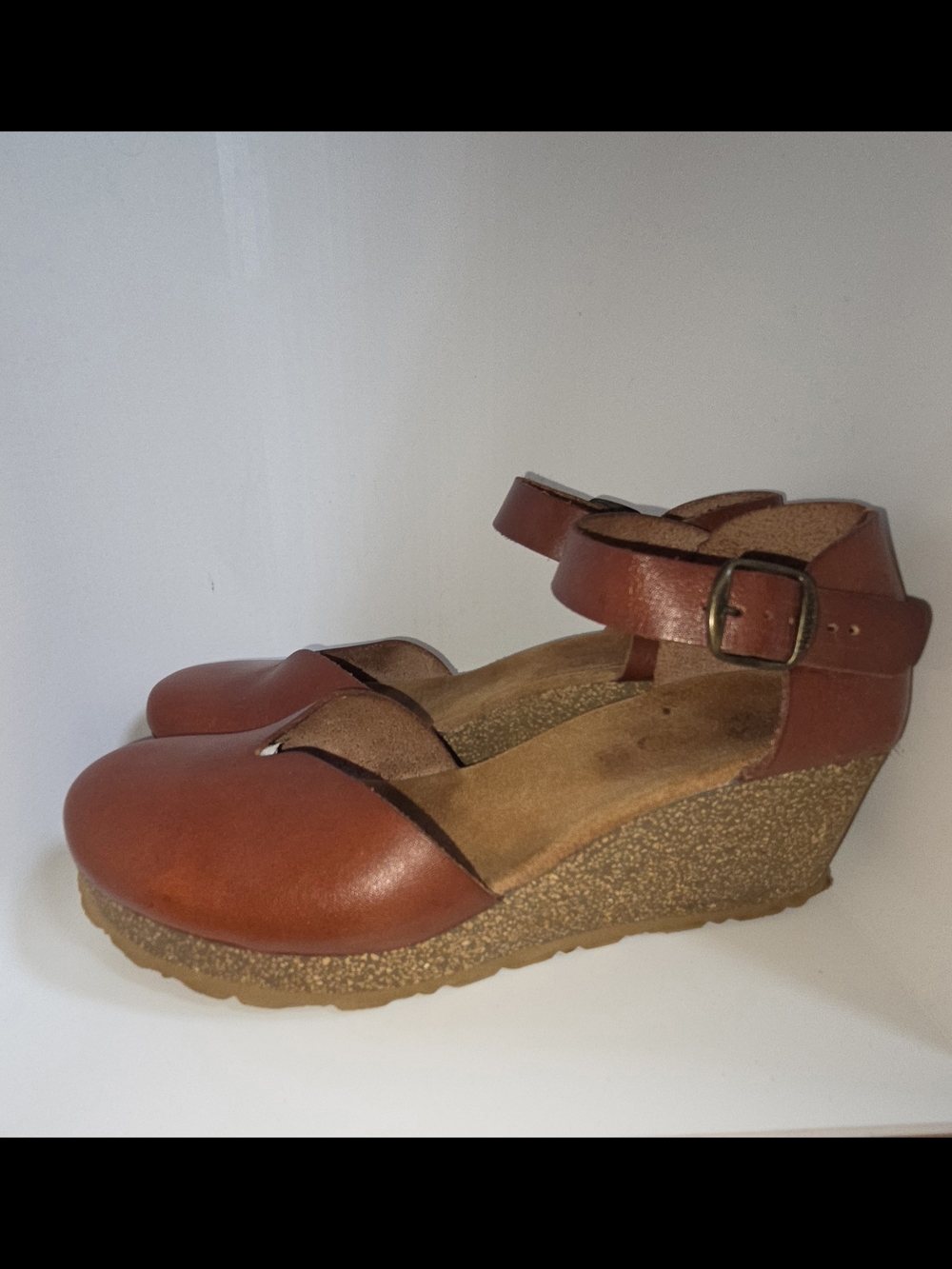 Yokono Brown Genuine Leather Wedge Sandals Women’s Boho Platform Shoes Size 9.